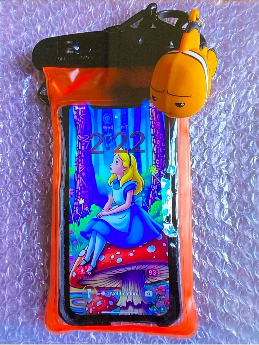 Neon Orange Waterproof Phone Pouch Disney *** Nemo Charm ^^^
